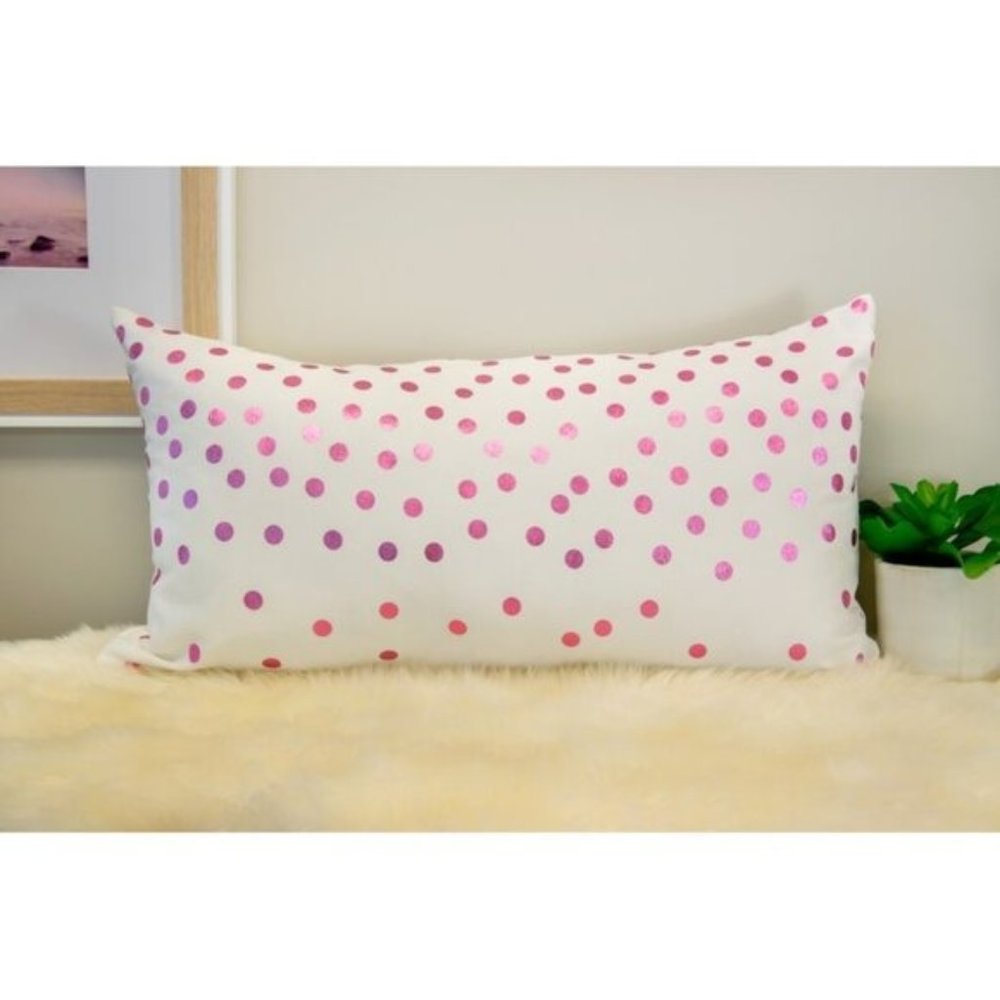 House of Hampton Pink Polka Dot Sewell Lumbar Accent Throw Pillow NWT NEW